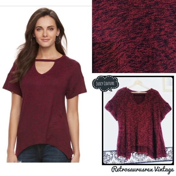 JUICY Couture Sangria Sharkbite Hem Tunic Blouse - Picture 1 of 7